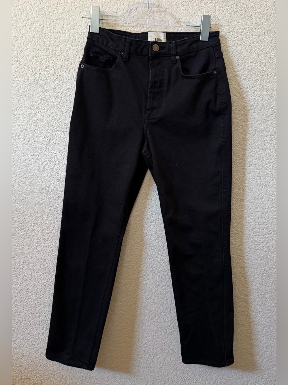 Sezane Denim 36 (US Size 4) Button Fly Ankle Rigid Cotton Black Jeans